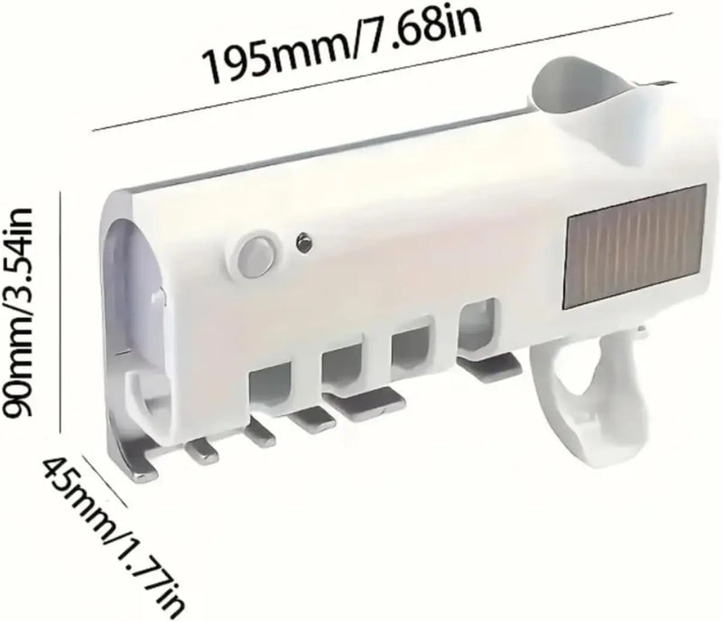 Wall mounted toothpaste dispenser toothbrush slots,