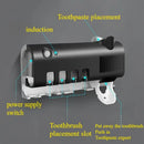Wall mounted toothpaste dispenser toothbrush slots,