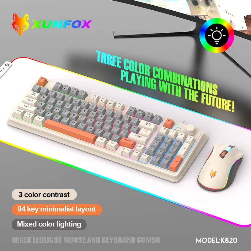 Wired gaming keyboard, RGB backlight ultra compact